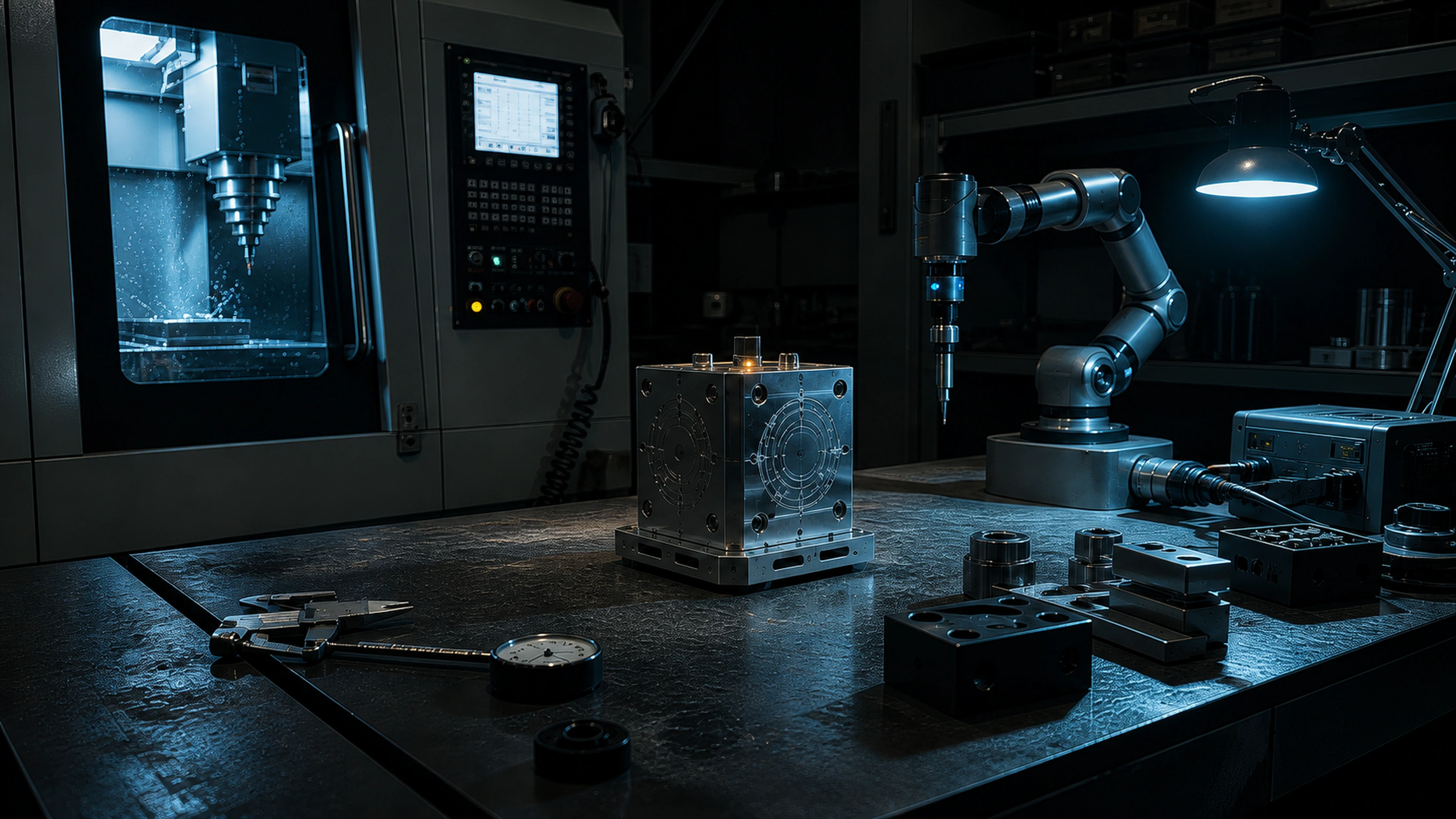 A measured object inside a working fabrication laboratory
