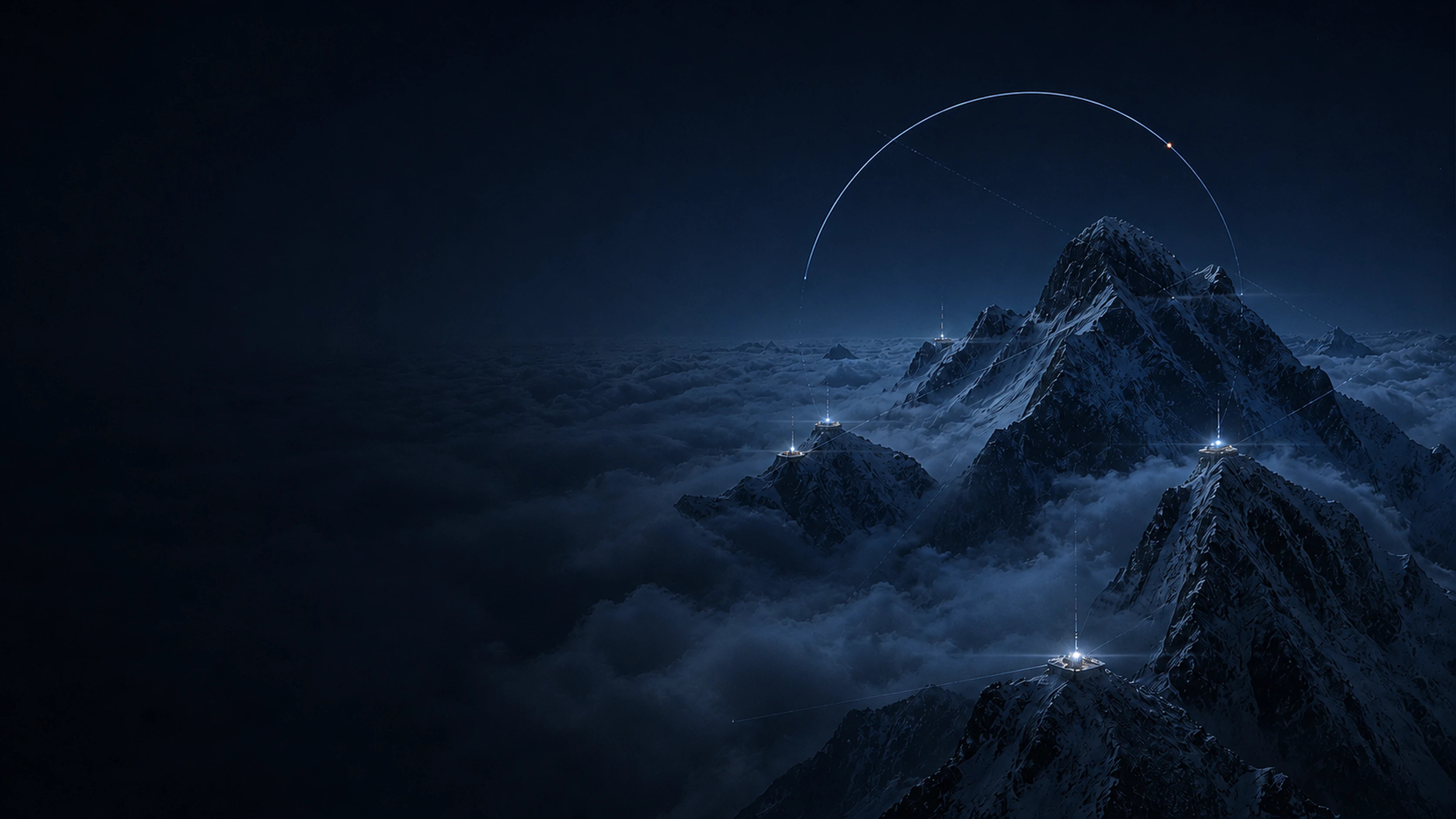 Four distant research stations across an alpine constellation