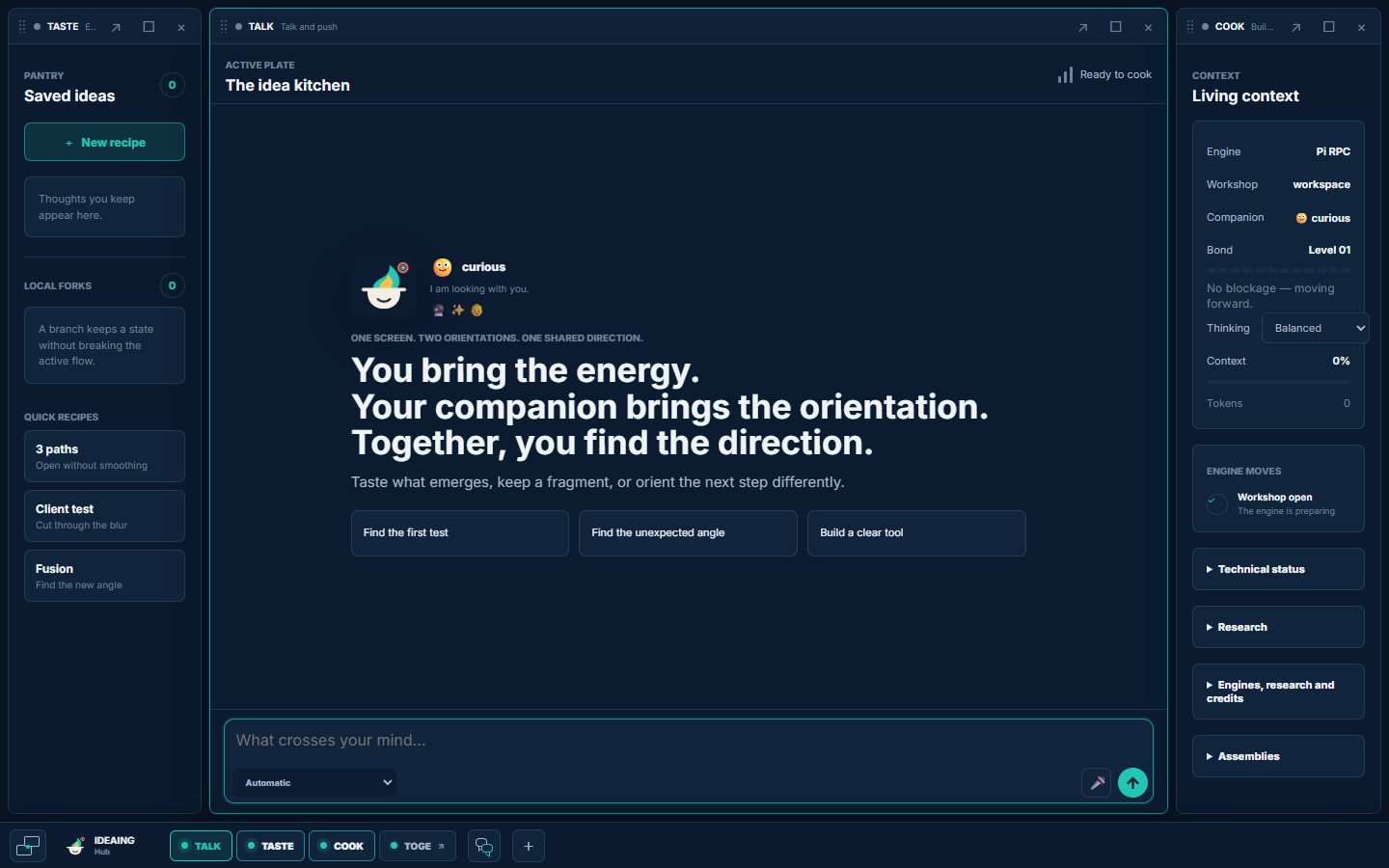 IDEAING live workshop interface